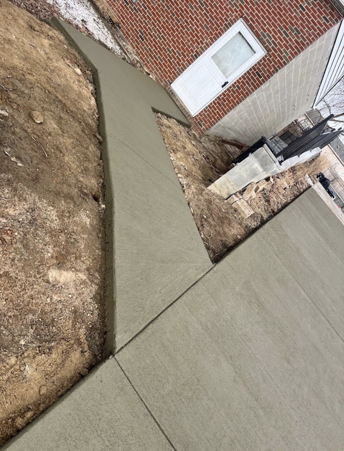 Fresh concrete walkway project