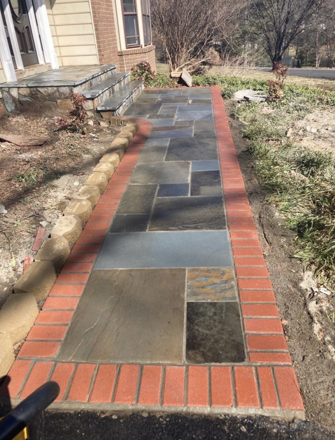 Stone and brick walkway